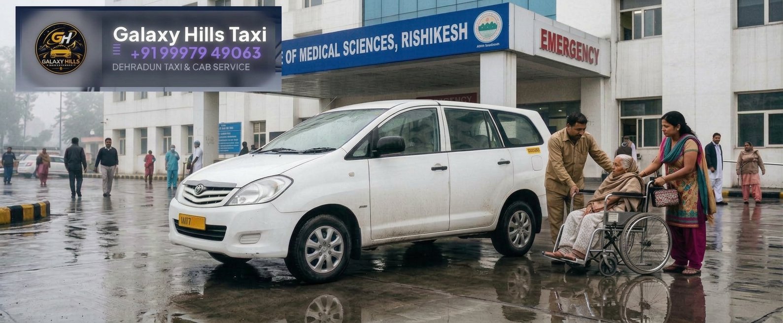 Galaxy Hills Taxi Innova at AIIMS Rishikesh emergency bay