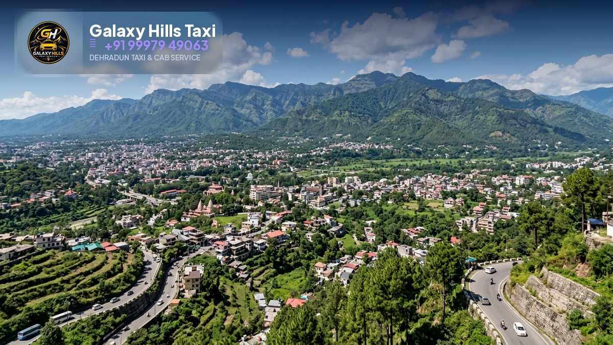 Dehradun city with Shivalik hills in the background